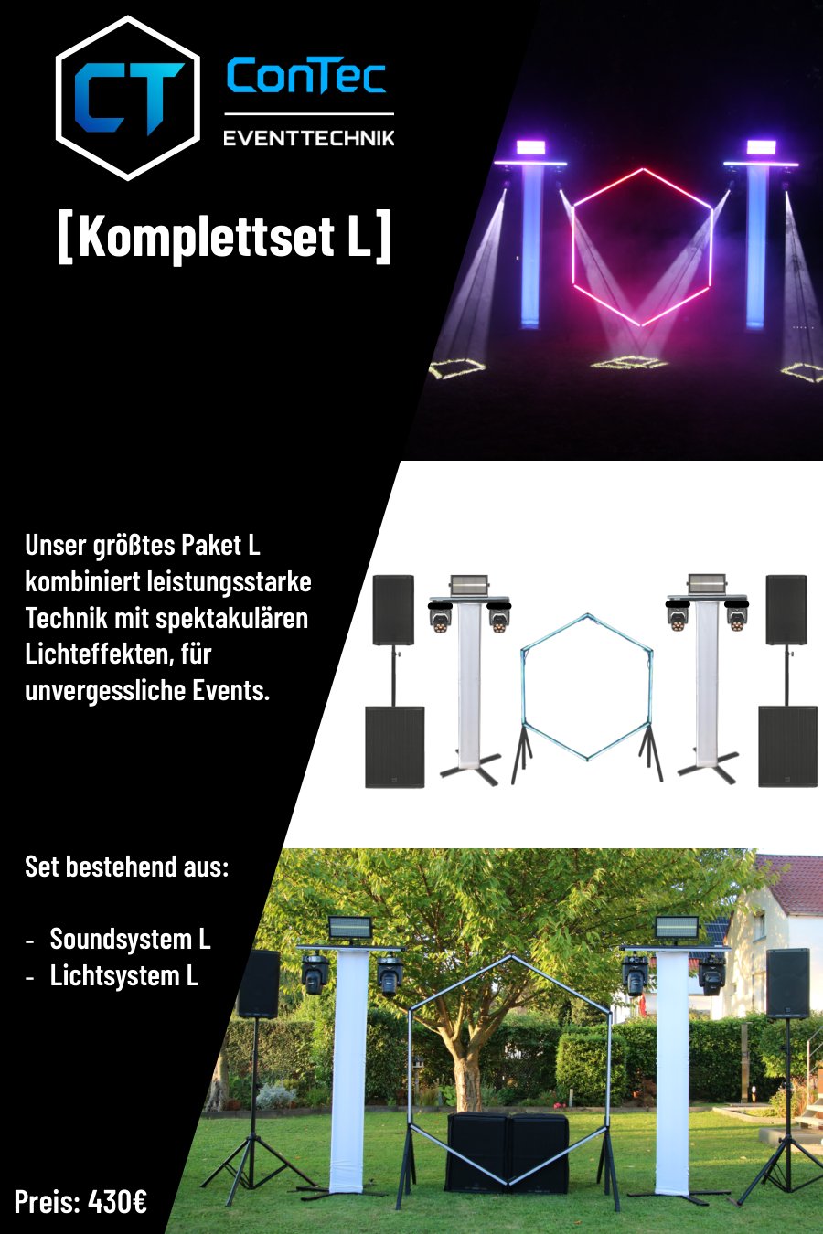 Flyer mit den Leistungspaketen von ConTec Eventtechnik